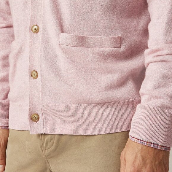 J Crew Sweater Mens Large Cashmere Linen Soft Rose Pink Cardigan - Picture 4 of 6